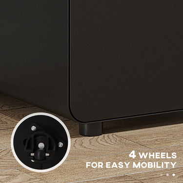 Vinsetto Lockable File Cabinet, Steel Filing Cabinet on Wheels for Legal, A4, Letter Size, Home Office