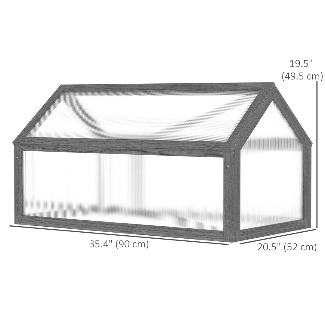 Outsunny Wooden Cold Frame Greenhouse Garden Portable Raised Planter with Openable Top for Indoor, Outdoor, Flowers, Vegetables, Plants, 35.5" x 20.5" x 19.5", Natural Wood