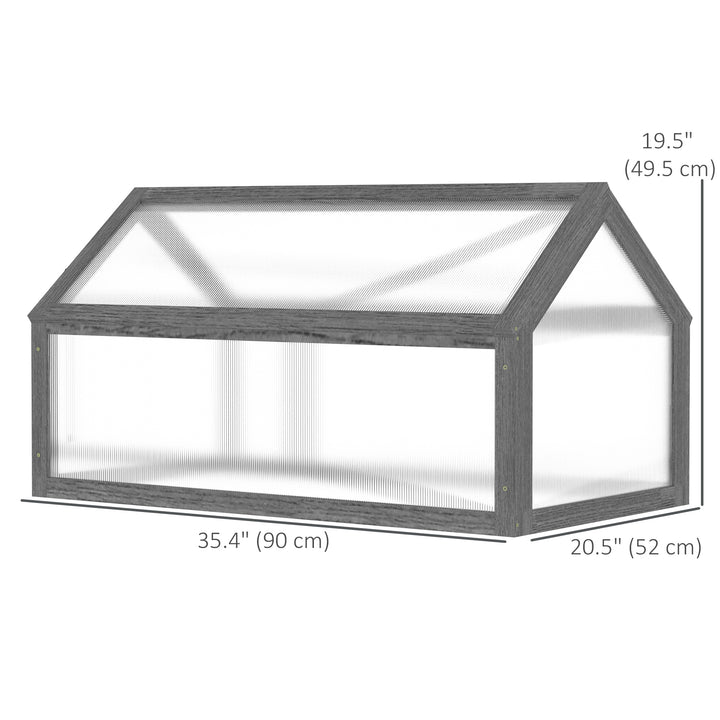 Outsunny Wooden Cold Frame Greenhouse Garden Portable Raised Planter with Openable Top for Indoor, Outdoor, Flowers, Vegetables, Plants, 35.5" x 20.5" x 19.5", Natural Wood