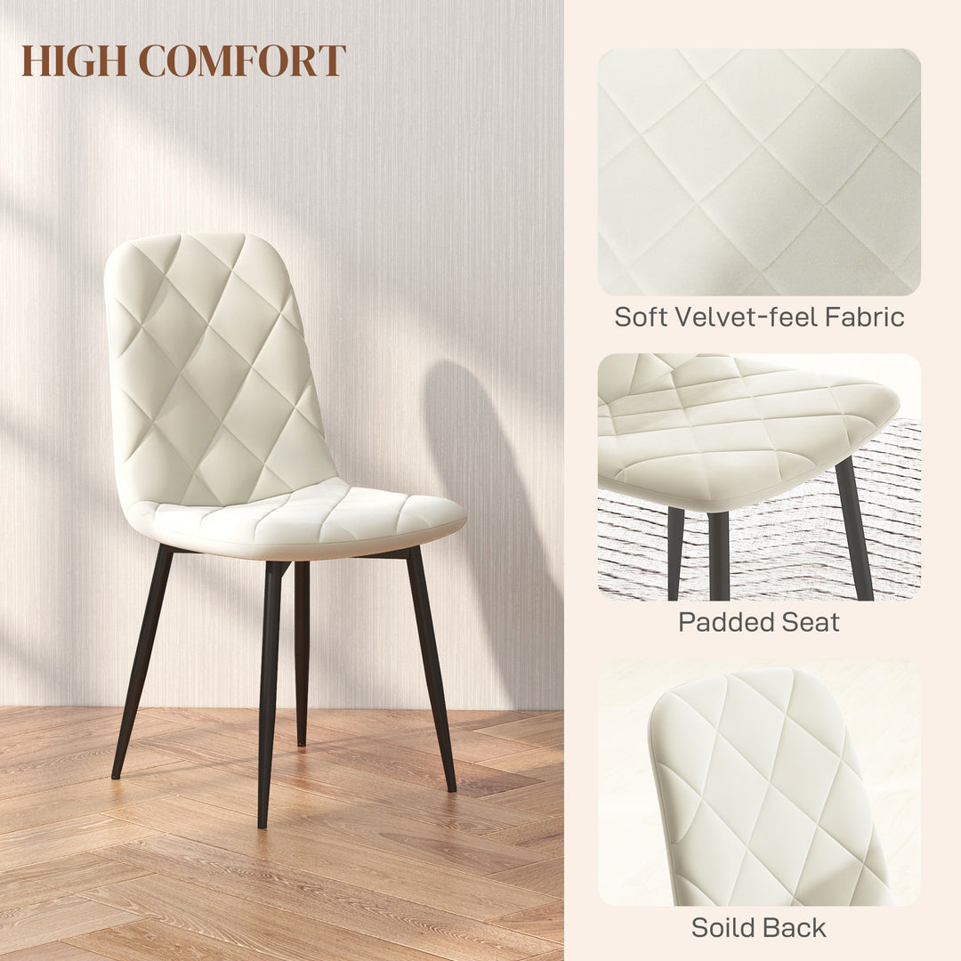 HOMCOM Dining Chairs Set of 4, Upholstered Dining Room Chairs with Steel Legs, Modern Kitchen Chair for Dining Room, Grey