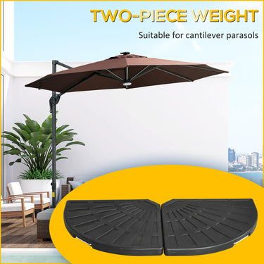 Outsunny 2-Piece Umbrella Weights for Cantilever Parasols with Handles, Heavy Duty Parasol Base Weights for Cross Base, Black