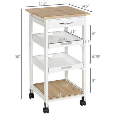 HOMCOM Kitchen Island Rolling Trolley Utility Serving Cart with Drawer  Grey