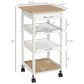 HOMCOM Bar Cart, 4-Tier Kitchen Cart with Removable Serving Tray, Kitchen Shelves on Wheels with Drawer for Dining Room, Living Room, White