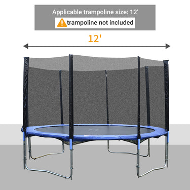 Soozier 12FT Trampoline Net Enclosure Trampolining Bounce Safety Accessories w/ 8 Poles Net Enclosure Only, Black