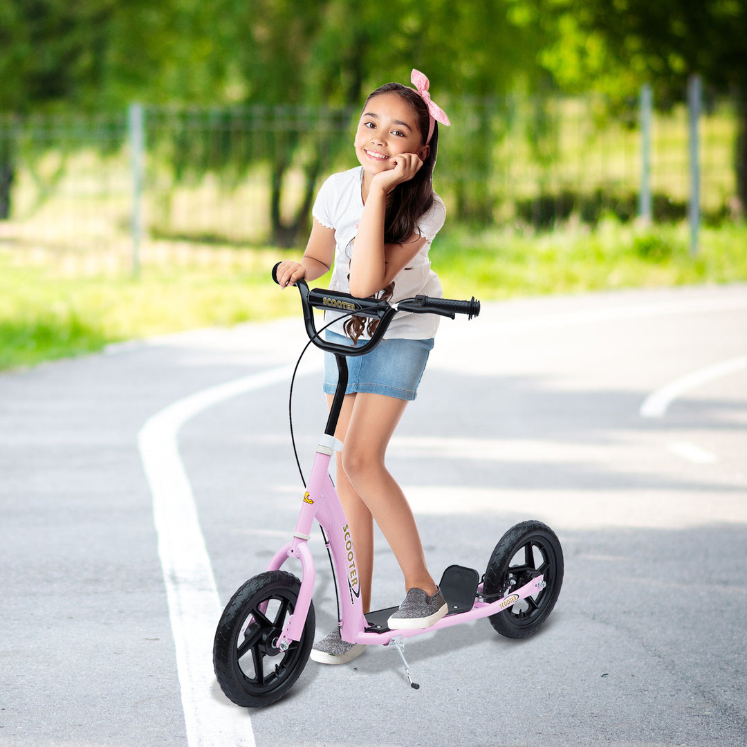 HOMCOM Kids Scooter Street Bike Bicycle for Teens Ride on Toy w/ 12'' Tire for 5-12 Year Old Pink
