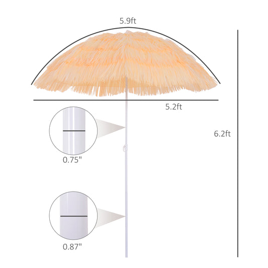 Outsunny 6FT Beach Umbrella Tilt Sunshade Height Adjustable Outdoor Market Patio Yard Crank Deck Sun Shade, Wheat