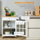 HOMCOM Rolling Kitchen Cart with Drawer and Glass Door Cabinet, Kitchen Island on Wheels with Towel Rack, White