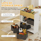 Qaba Kids Table and Chairs Set, Toddler Art Table and Chair Set with Paper Roll, Storage Shelves and Drawers, Grey