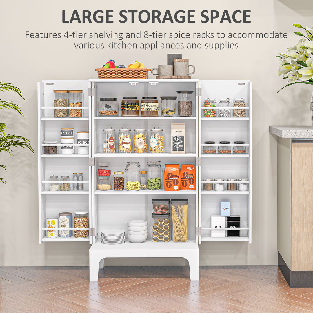 HOMCOM 44" Storage Cabinet, 2-Door Kitchen Pantry Cabinet with 4-tier Shelving, 8 Spice Racks and Adjustable Shelves