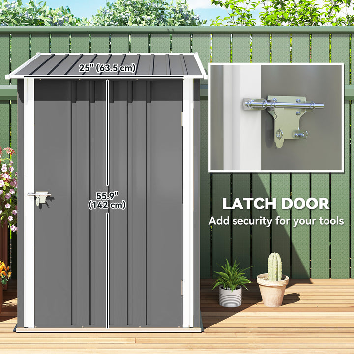 Outsunny Garden Tool Storage Shed, Small Steel Shed with Lockable Door for Garden & Patio, Galvanized Steel Construction, Dark Gray