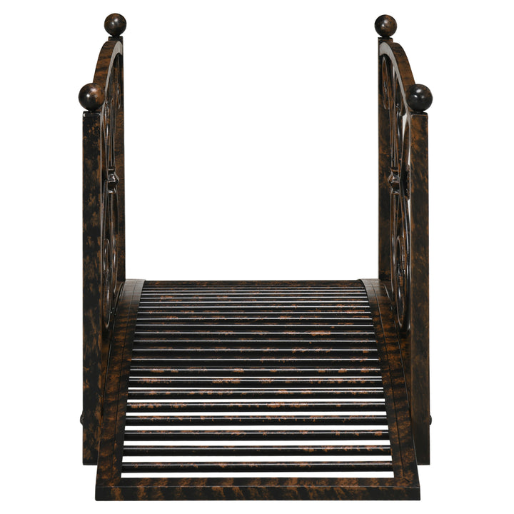 Outsunny Garden Bridge 3.3FT, Decorative Classic Backyard Pond Bridge with Safety Railings Brown