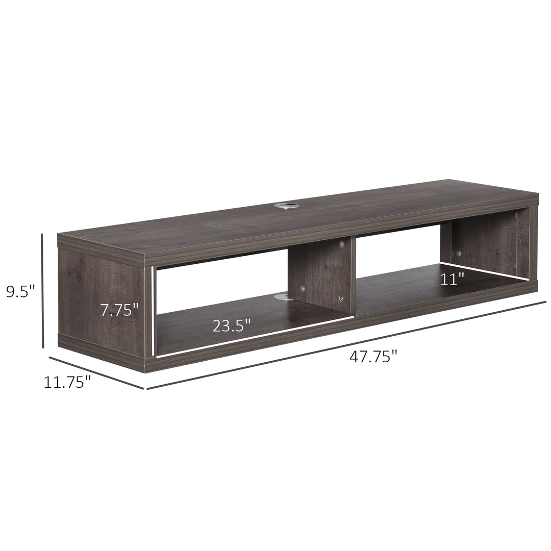 HOMCOM Floating TV Stand Shelf for 50" TVs, Wall Mounted Entertainment Center for Living Room, Bedroom, Media Console with Storage Shelf for Audio, Video, Dark Grey Wood Grain