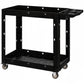 HOMCOM 3-Tier Collapsible Tool Cart with Wheels, 150 LBS Capacity Folding Utility Cart with Handles for Garage Workshop, Black