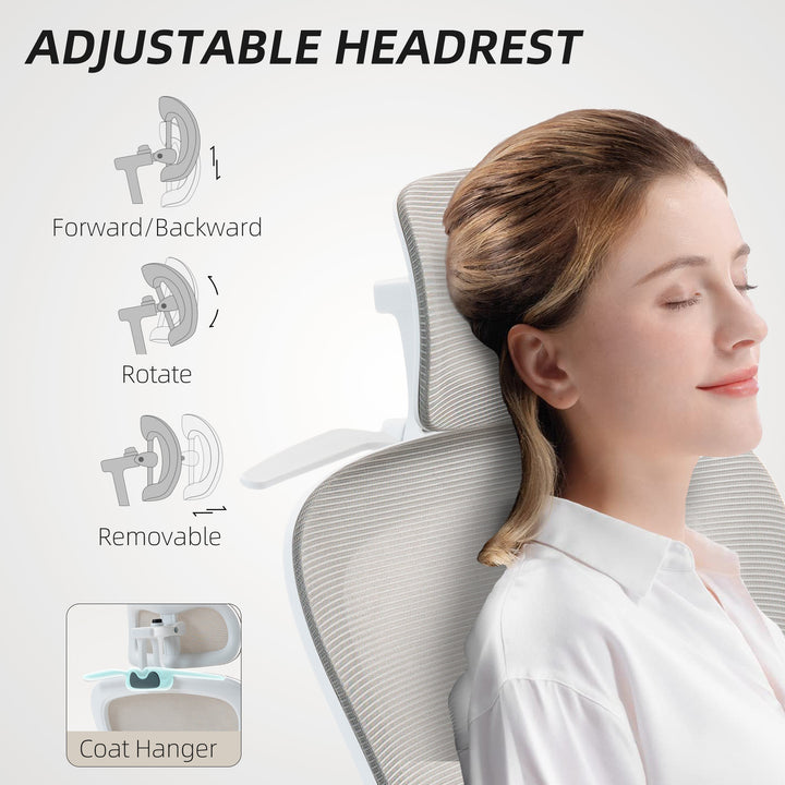 HOMCOM Mesh Office Chair, Ergonomic Desk Chair with Flip-up Armrest, Rotatable Headrest, Adjustable Lumbar Support, Black