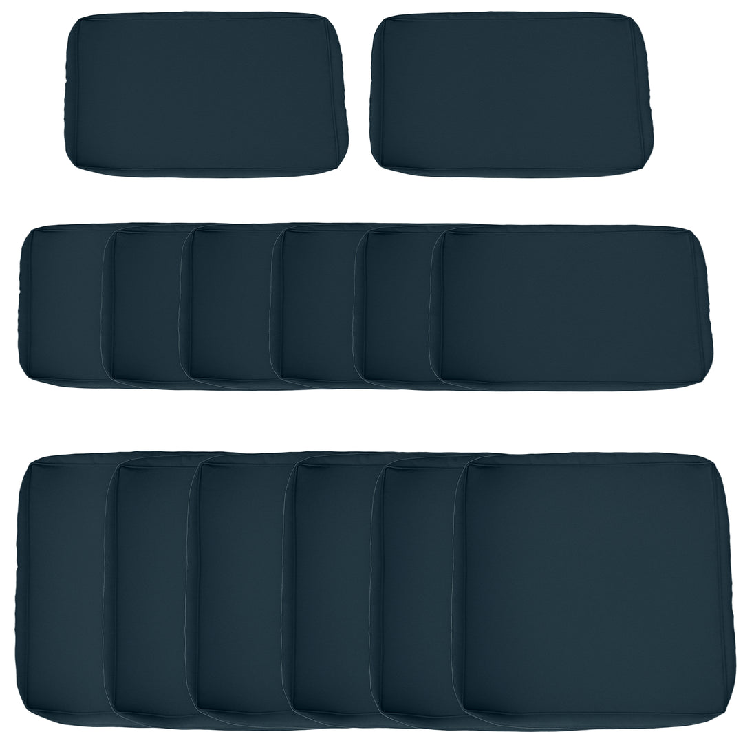 Outsunny Outdoor 14pc Patio Rattan Sofa Set Cushion Polyester Cover Replacement Set - No Cushion Included, Cream White