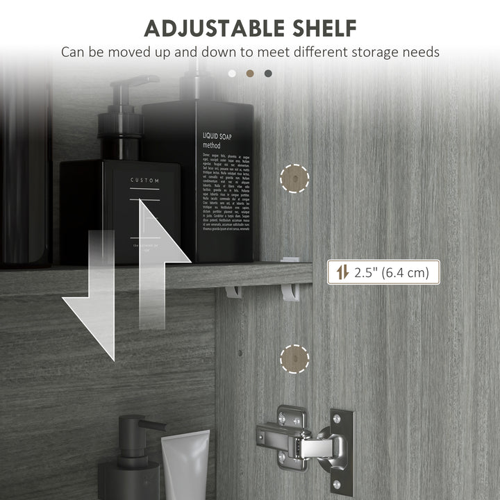 HOMCOM Wall Mount Mirrored Medicine Cabinet, Bathroom Mirror Cabinet with Adjustable Shelf, Double Soft Closing Doors, Light Lilac