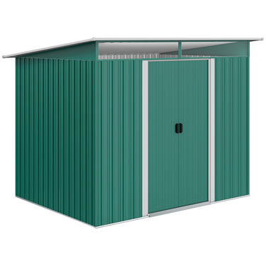 Outsunny 6' x 8.5' Outdoor Metal Garden Shed Utility Tool Storage Steel Backyard House, Dark Green