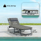 Outsunny 2-Piece Folding Lounge Chairs with Adjustable Backrest, Tanning Chair with Cushion, Side Pocket, Headrest, Grey