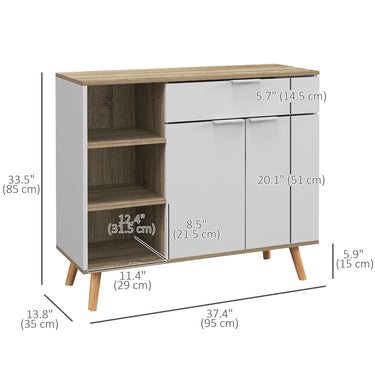 HOMCOM Modern Sideboard Cabinet, Freestanding Sideboards and Buffets with 2 Doors, Drawer and Adjustable Shelves