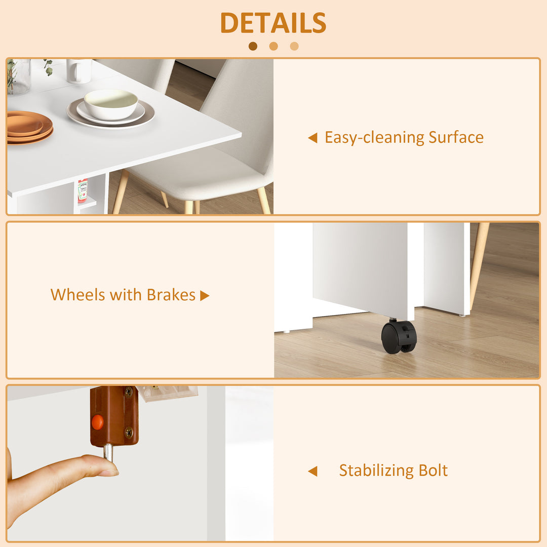 HOMCOM Foldable Dining Table, Folding Table with Storage Shelf, Drop-Leaf Kitchen Table for Dining Room, Oak