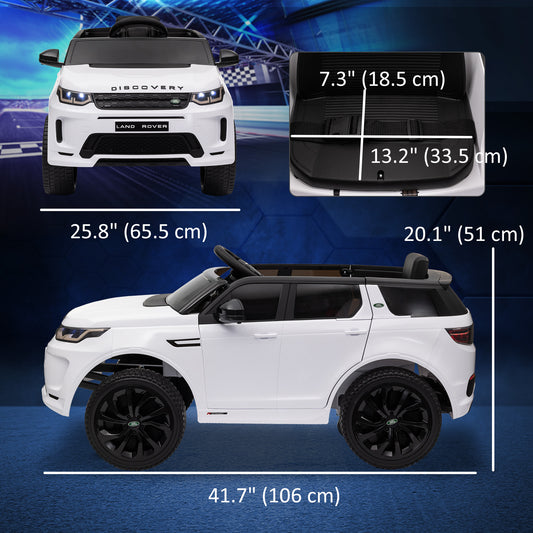 Qaba Land Rover Discovery Sport Licensed 12V Ride on Car w/ Remote, Soft Start, LED Lights, Music Horn, White