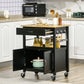 HOMCOM Kitchen Cart, Utility Trolley, Small Kitchen Island with Storage Drawer & Side Hooks for Dining Room, White