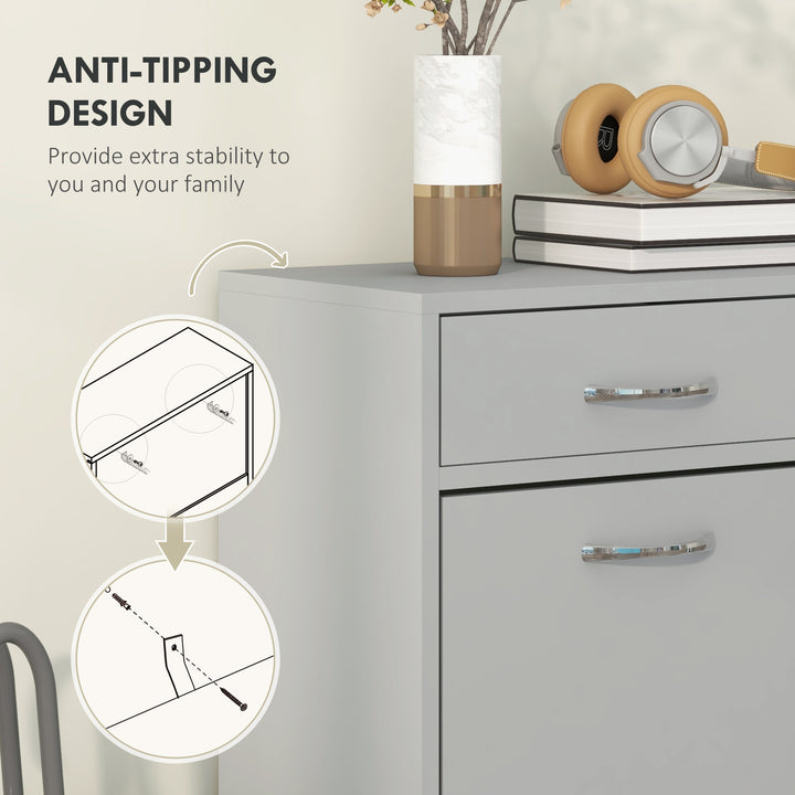 HOMCOM Narrow Shoe Storage with 2 Flip Drawers and Adjustable Shelves Shoe Cabinet Organizer for 12 Pairs of Shoes, White