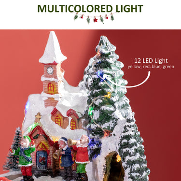HOMCOM Desktop Christmas Decoration, Christmas Village Houses with Rotating Train, Battery Operated, Multicolored