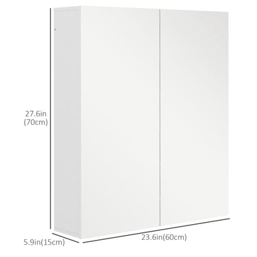 kleankin Wall Mounted Mirror Cabinet, Bathroom Medicine Cabinet with Mirror, 2 Doors, Adjustable Shelf and Soft Close Mechanism