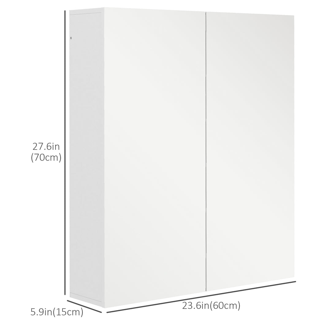 kleankin Wall Mounted Mirror Cabinet, Bathroom Medicine Cabinet with Mirror, 2 Doors, Adjustable Shelf and Soft Close Mechanism