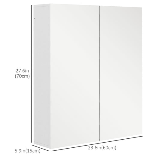 kleankin Wall Mounted Mirror Cabinet, Bathroom Medicine Cabinet with Mirror, 2 Doors, Adjustable Shelf and Soft Close Mechanism