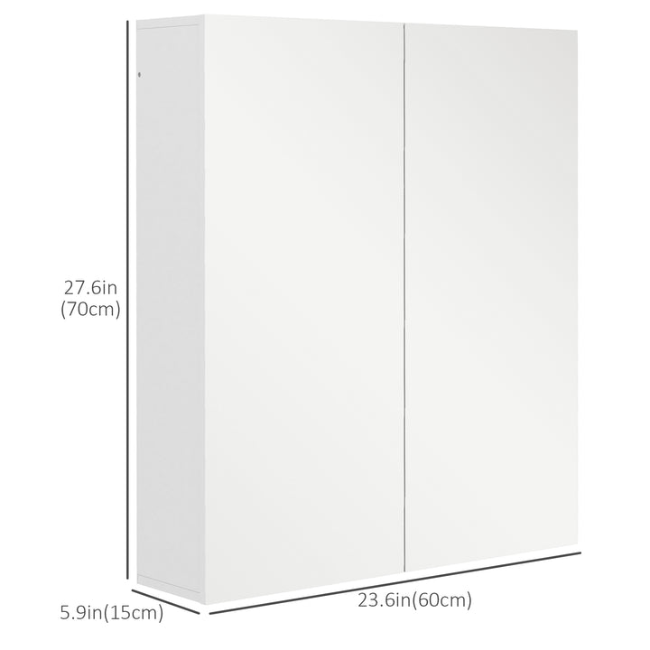 kleankin Wall Mounted Mirror Cabinet, Bathroom Medicine Cabinet with Mirror, 2 Doors, Adjustable Shelf and Soft Close Mechanism