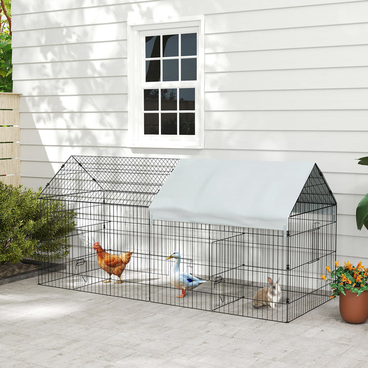 PawHut 87" Small Animal Cage with Roof, Indoor/Outdoor Use,  for Chicken, Rabbits, Chinchillas, Green