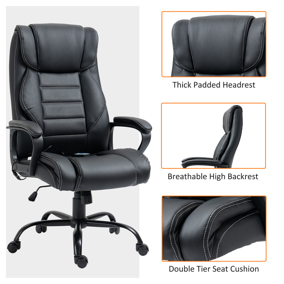 Vinsetto Massage Office Chair, High Back Executive Office Chair with 6-Point Vibration, Adjustable Height, Swivel Seat and Rocking Function, Black