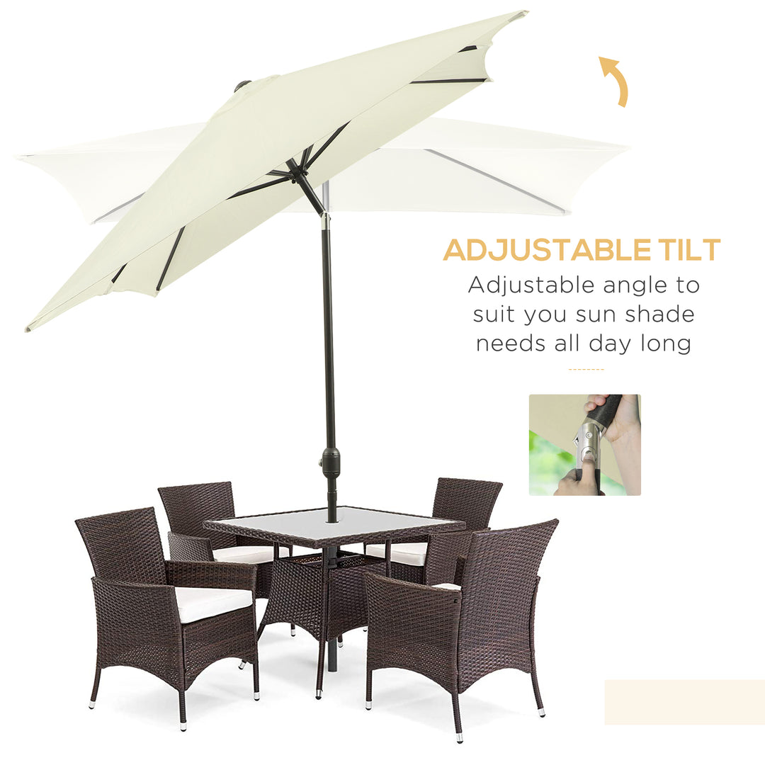 Outsunny 6.5x10ft Rectangle Aluminum Tilt Patio Umbrella, Garden Market Parasol, Outdoor Sunshade Canopy with Crank, Cream White