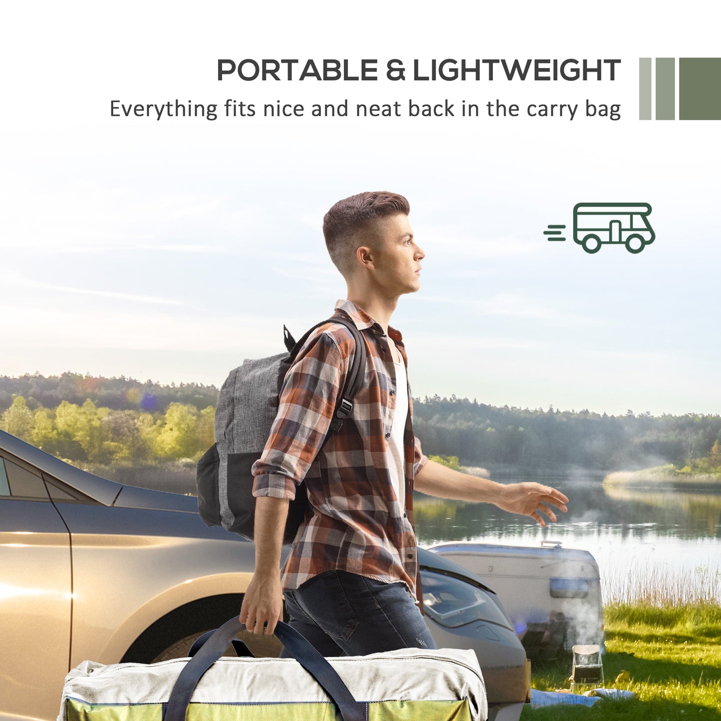 Outsunny SUV Awning Tailgate Tent, Portable Car Awning with Side Wall, for Truck, RV, Van, Trailer and Overlanding Camping