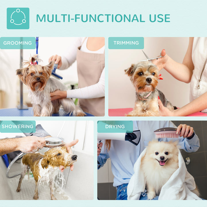 PawHut Foldable Pet Grooming Table for Dogs Cats with Adjustable Arm, Non-slip Surface, Black