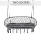 Outsunny Patio Hammock Chair 2 Seat, Hanging Rope Hammock Swing Chair with Metal Frame and Cushion, Large Macrame Seat for Indoor and Outdoor 396 lbs Capacity, Dark Grey
