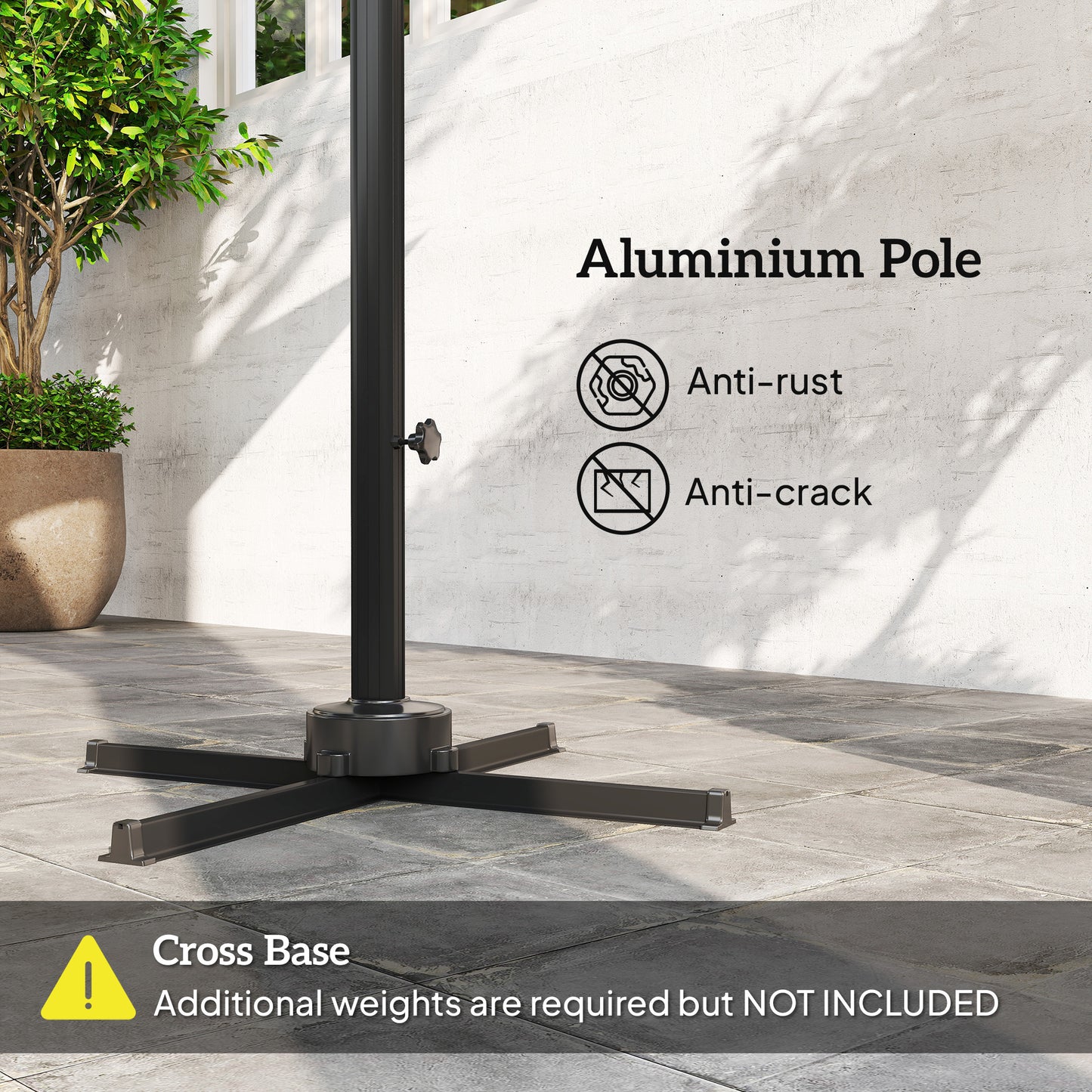 Outsunny 8 FT Aluminium Cantilever Patio Umbrella with 360Â° Rotation, Cross Base, Crank and Tilt for Garden, Patio, Dark Grey