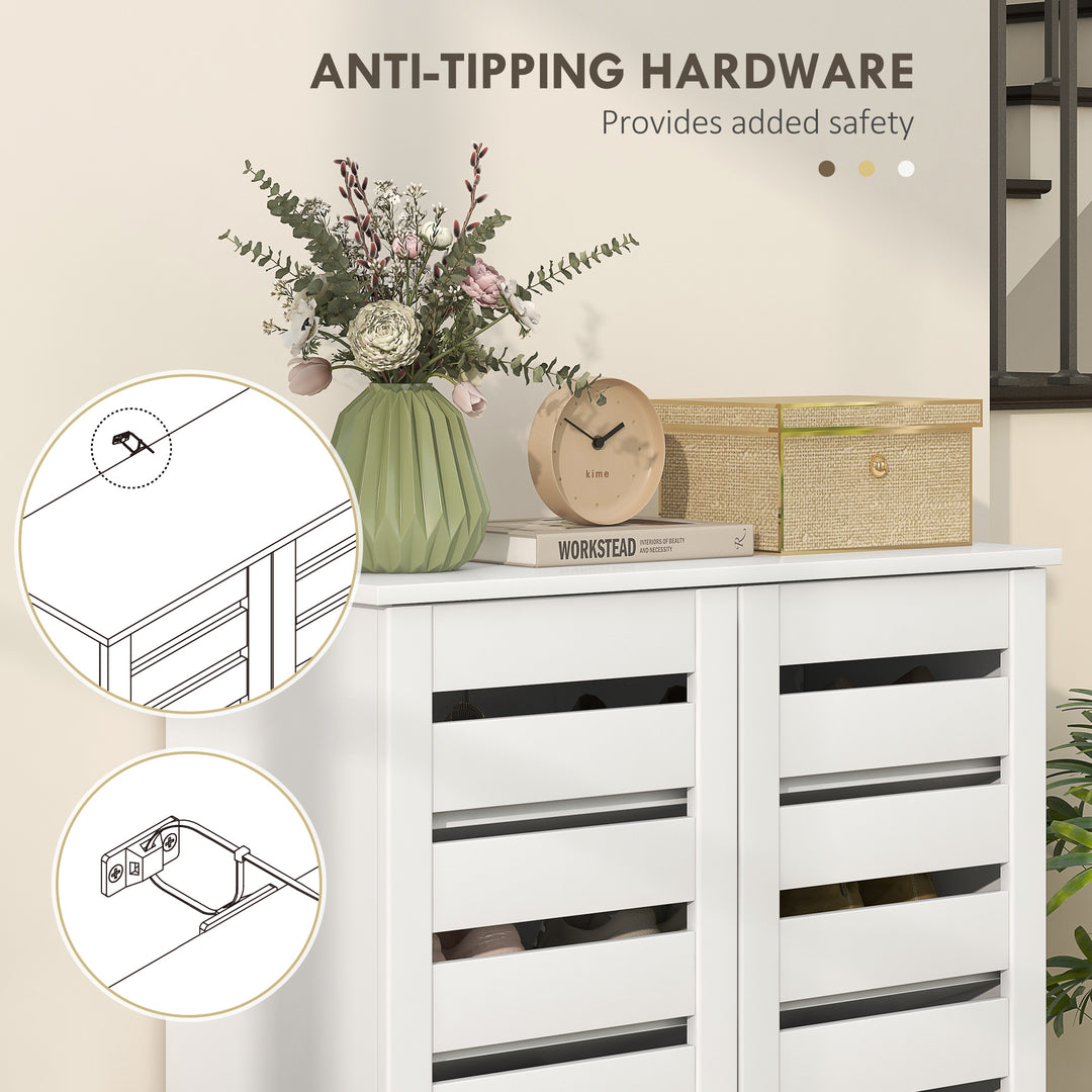 HOMCOM Shoe Storage Cabinet, Shoe Cabinet with 2 Slatted Doors for 15 Pairs of Shoes, Black