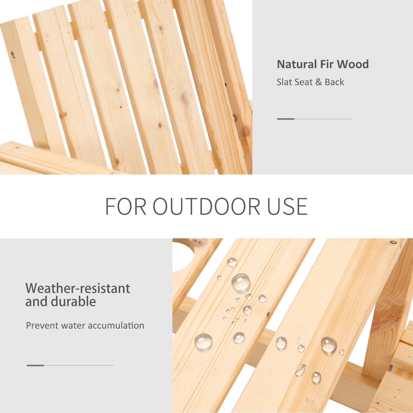 Outsunny Garden Bench for 2 Persons with Middle Table and Umbrella Hole, 2-Seater Outdoor Wooden Bench with Slat Design, Natural