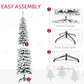 HOMCOM 6 Ft Snow-Flocked Artificial Christmas Tree, Slim Pencil Xmas Tree with Realistic Branches, Metal Base, Green
