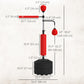 Soozier 4-in-1 Free Standing Punching Bag, Height Adjustable Boxing Bag with 2 Speed Balls, 360Â° Reflex Bar, Red