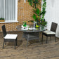 Outsunny PE Rattan Outdoor Dining Chairs with Cushion, Patio Wicker Dining Chair with Backrest, Brown