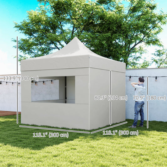 Outsunny 10' x 10' Pop Up Canopy Tent with Sidewalls, Instant Sun Shelter, Height Adjustable, with Wheeled Bag and Sand Bags