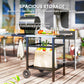 Outsunny Outdoor Grill Dining Cart with Stainless Steel Top and Foldable Side Table, BBQ Movable Pizza Oven Stand Food Prep Table Trolley with Hooks Shelf Cover, Black