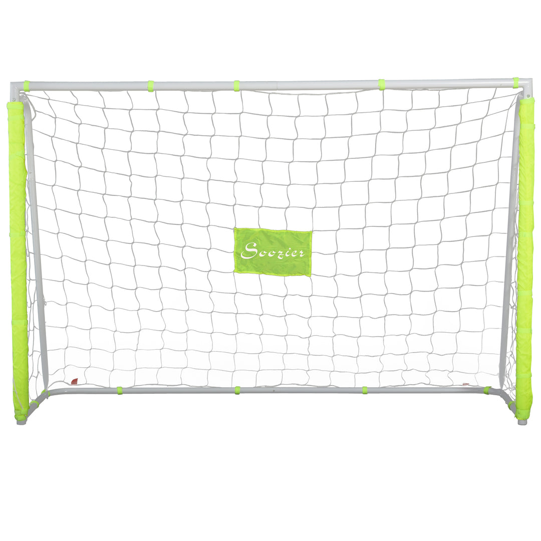 Soozier 6ft x 4ft Soccer Goal Net with Metal Frame, PE Mesh, Ground Stakes, Easy Assembly, Yellow