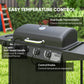Outsunny 4+1 Burner Propane Gas BBQ Grill, Portable Gas Barbecue Grill with Side Burner, Thermometer, Lid, Side Table, Shelf, Spice Rack, Wheels, Grease Cup for Garden, Black