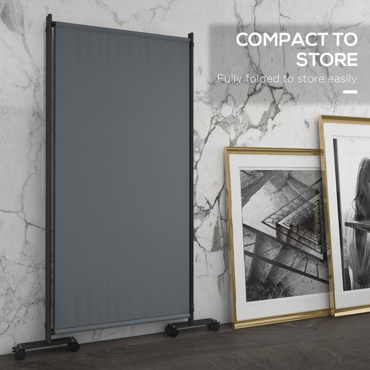 Outsunny Folding Room Divider with Castor Wheels, Rolling Privacy Screen for Patio Backyard Pool Hot Tub, 6ft Tall