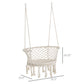 Outsunny Hanging Hammock Chair, Cotton Rope Porch Hammock Swing with Metal Frame and Cushion, Large Macrame Seat for Patio, Garden, Bedroom, Living Room,  Cream White